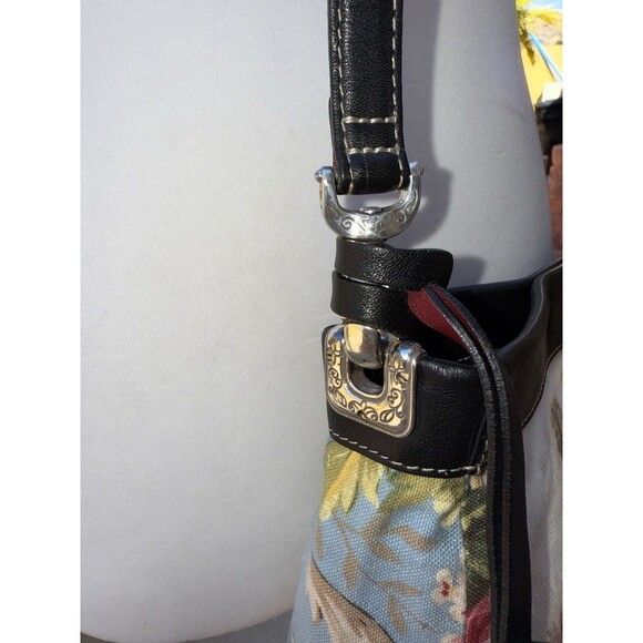 Brighton Reversible Tapestry Leather Crossbody Shoulder Bag Heart Charm Boho Vtg - Picture 9 of 14